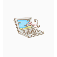 卡通手绘笔记本电脑