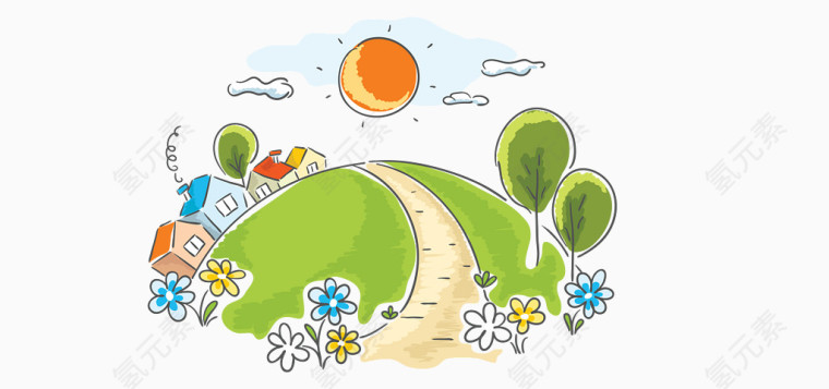 矢量多彩绿色家园创意小图