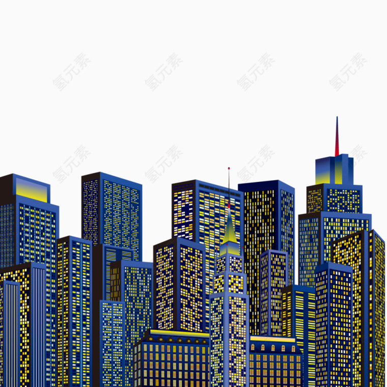 矢量夜景建筑