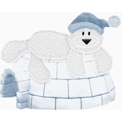 戴帽子的熊趴在房子上