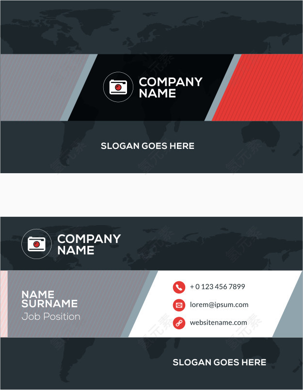 矢量红黑灰简约商务名片