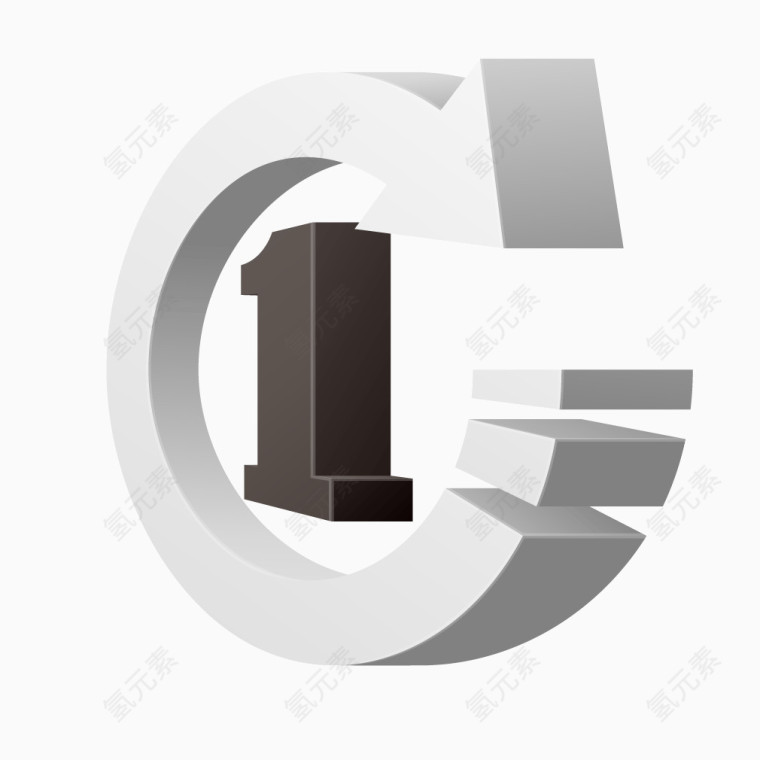 灰色立体圆形数字