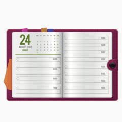 矢量紫色翻开的本子电话本记事本