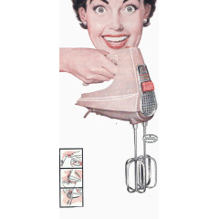 拿着搅拌机器的家庭主妇