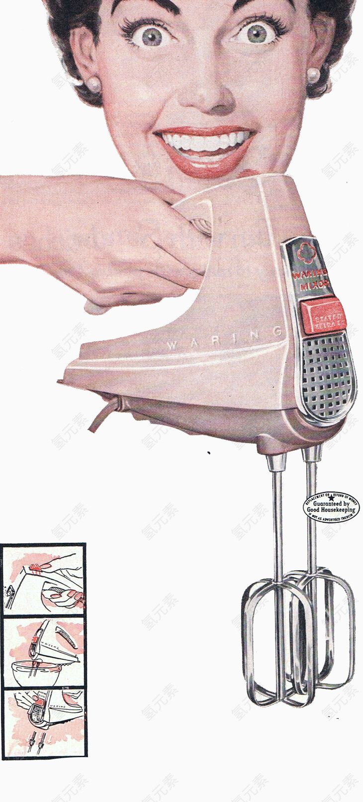 拿着搅拌机器的家庭主妇