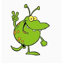 彩色卡通绿色胜利手势动物