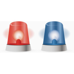 矢量手绘蓝色和红色的警灯