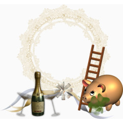 可爱猪动物标签框架