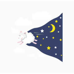 卡通扁平夜色星星月亮