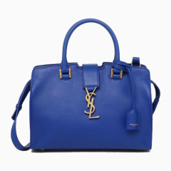 圣罗兰蓝色真皮手提单肩两用包