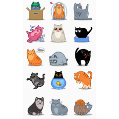 可爱猫咪搞怪图标素材