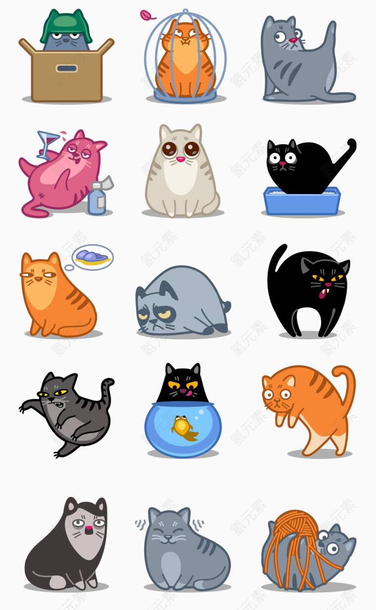 可爱猫咪搞怪图标素材