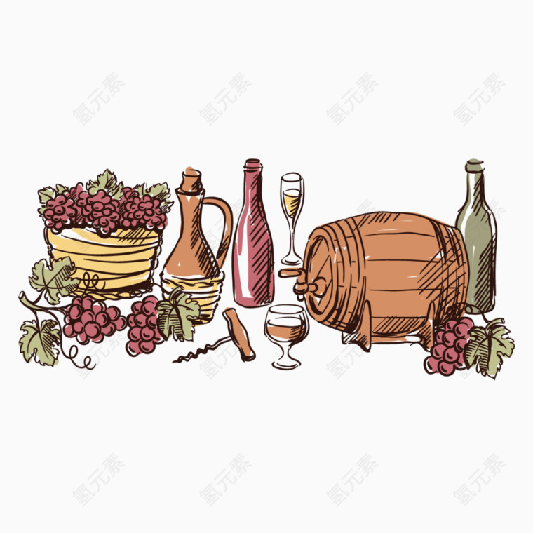 矢量葡萄和酒