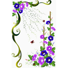 紫色喇叭花矢量装饰花纹素材