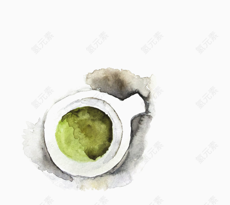 矢量绿色油画装饰绿茶抽象