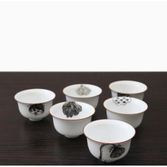 夏荷景德镇手绘功夫茶杯