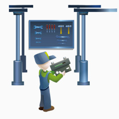 拿着零部件的男人