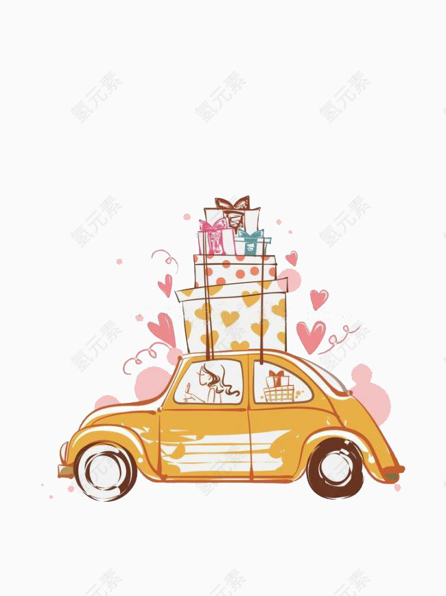 载礼物的小汽车