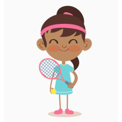 卡通打羽毛球的女孩