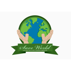 矢量绿色环保托起地球装饰图案