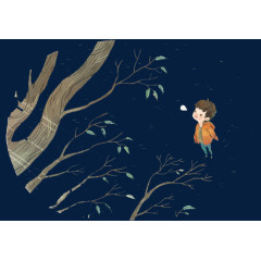 手绘春天阳光男孩