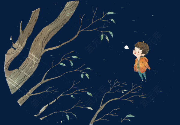 手绘春天阳光男孩