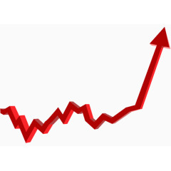 红色箭头曲线向上PPT素材