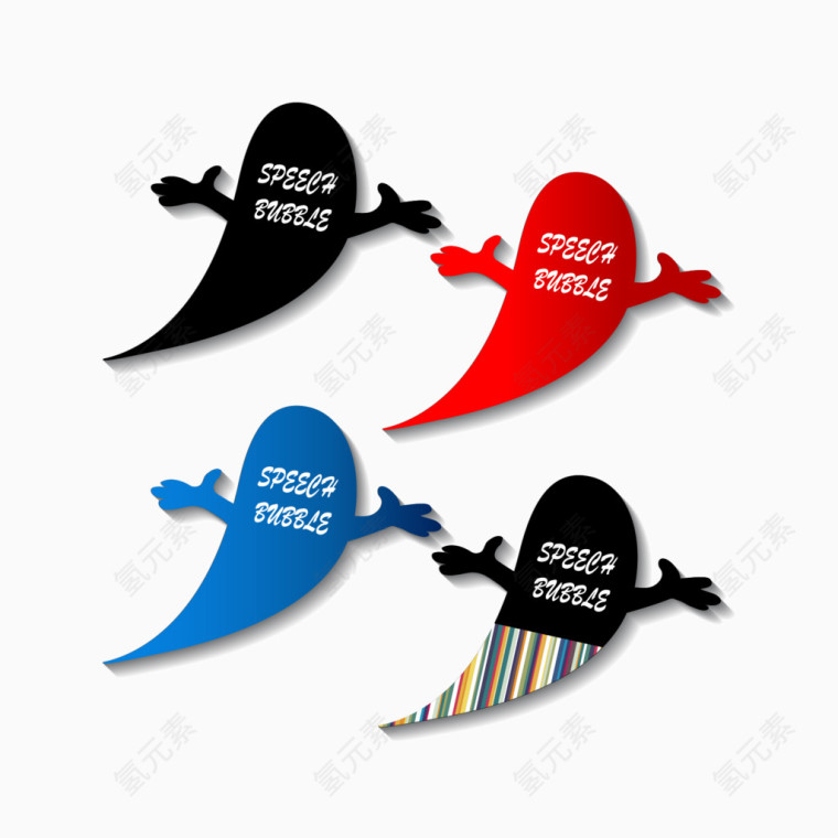 可爱彩条对话框矢量素材