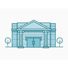 蓝色银行建筑平面素材