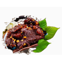 创意墨迹上的麻辣牛肉干条