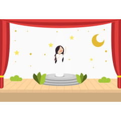 聚光灯下表演的女孩