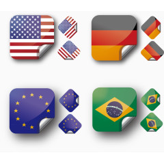 国旗贴纸矢量素材