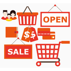 扁平化商场购物元素设计