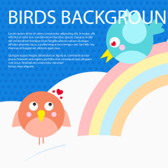 矢量鸟儿与彩虹的背景