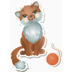 猫咪线团卡通矢量图