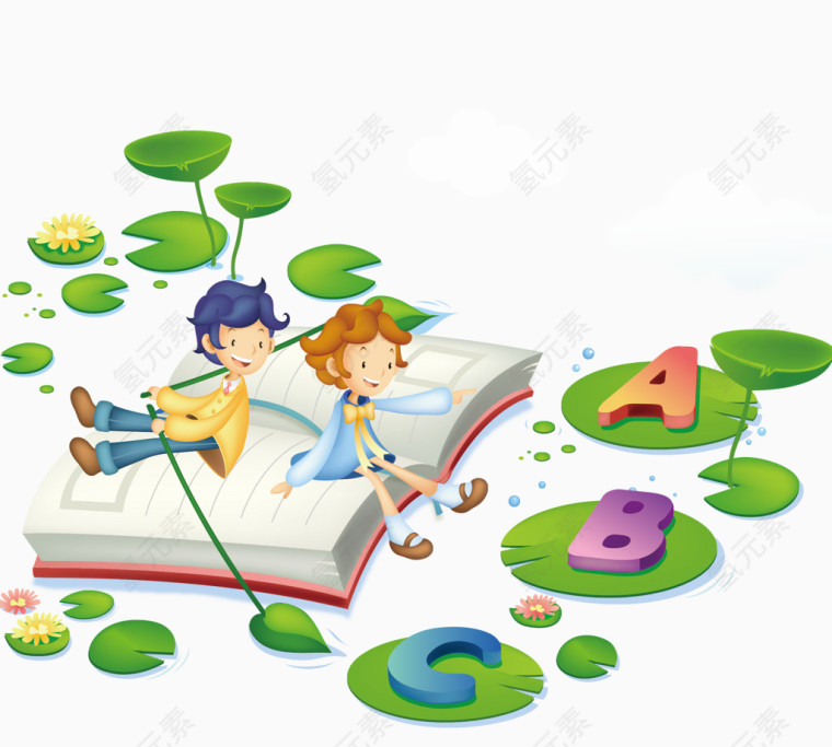 学习主题儿童卡通插画矢量素材