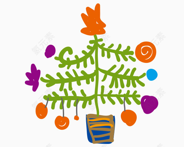 矢量手绘雪花小花三朵