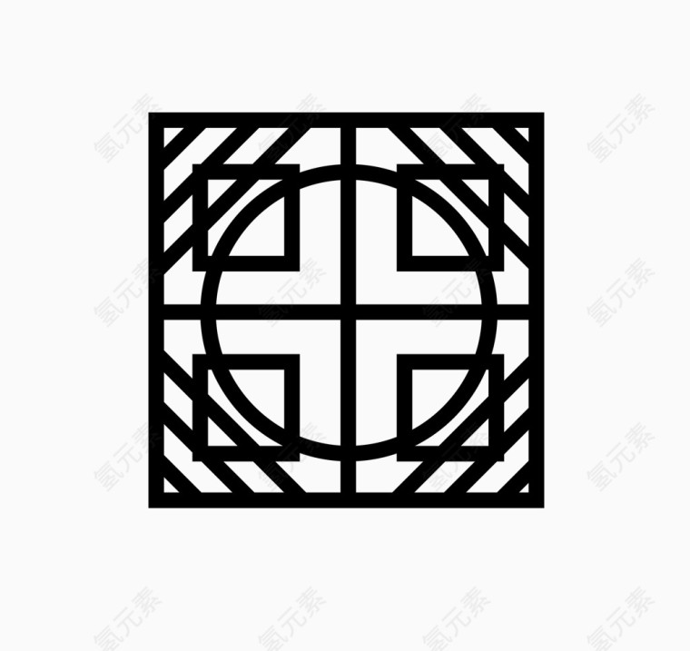 矢量中式窗格花纹
