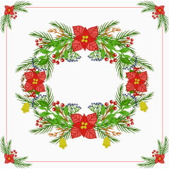 矢量手绘圣诞红花圈