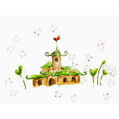 童话手绘水粉小房子