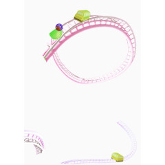 粉色卡通云霄飞车装饰图案