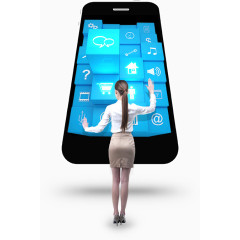 操作智能手机的美女