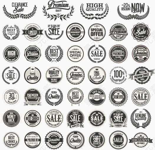 黑色销售标签矢量素材