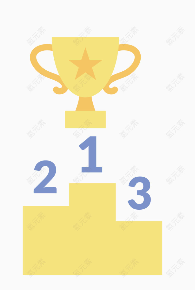 矢量黄色卡通冠军奖杯