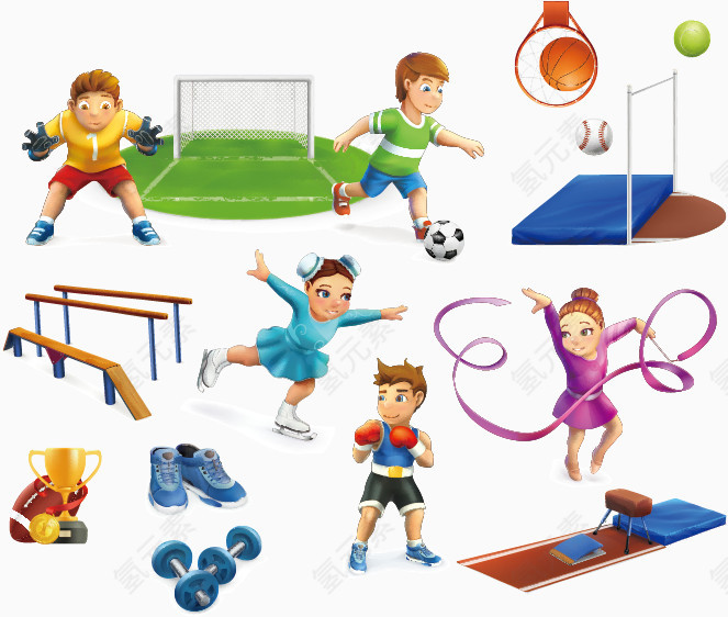 矢量运动儿童形象