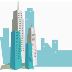 卡通城市剪影矢量图