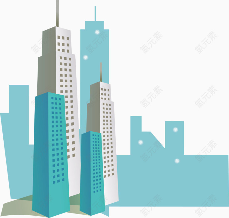卡通城市剪影矢量图