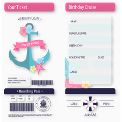 创意船票生日邀请函