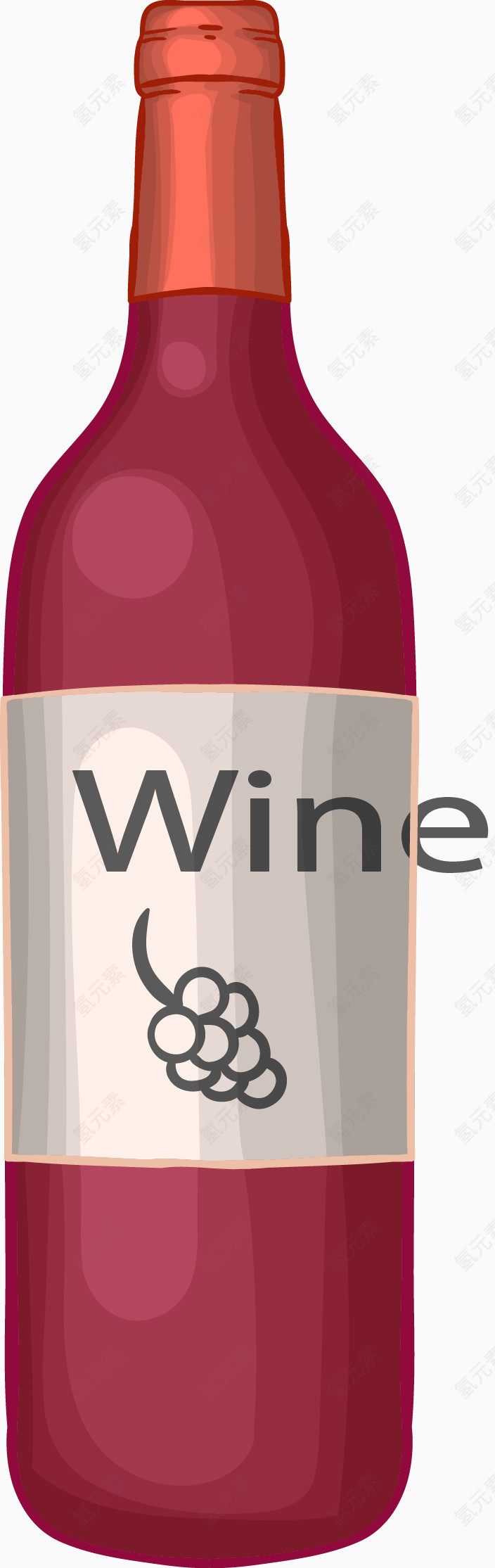 矢量手绘红酒