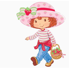 拿着草莓的女孩